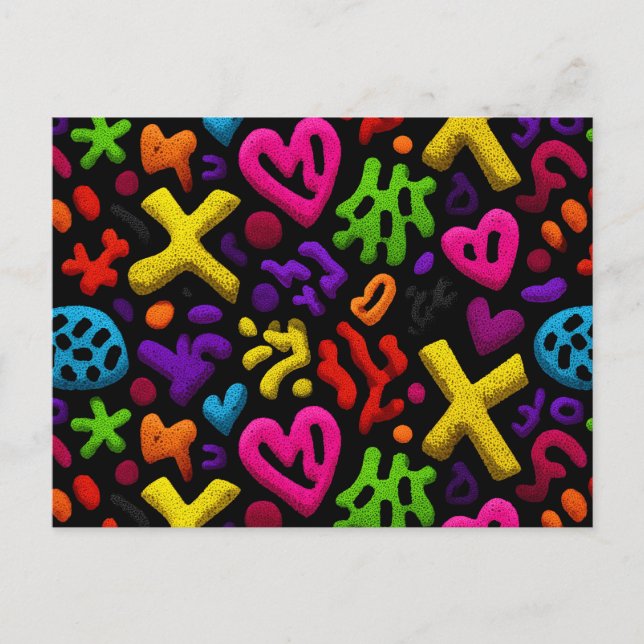 Vibrant Abstract Pop Art Seamless Pattern Postcard (Front)