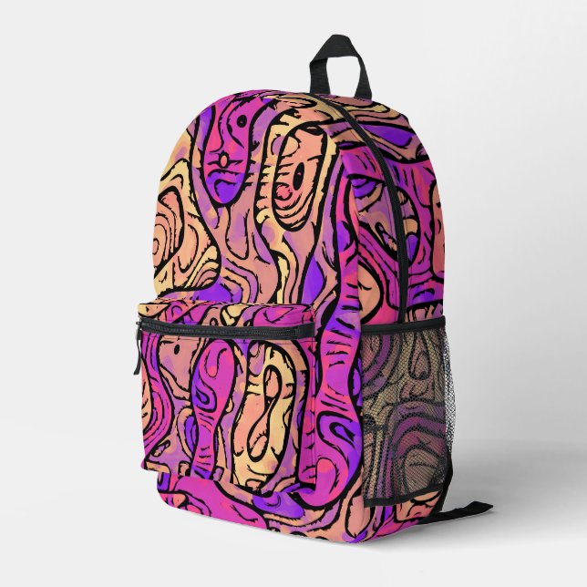 Vibrant Abstract Printed Backpack (Back Corner Right)