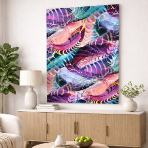 Vibrant Abstract Purple Teal Pink Statement Wall  Canvas Print