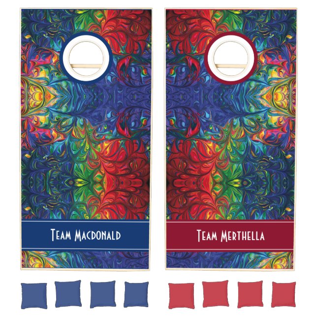 Vibrant Abstract Red Blue Personalized Cornhole Set (Set)