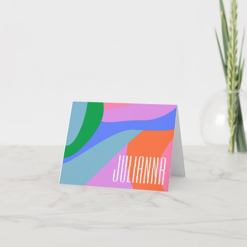 Vibrant Abstract Shapes Whimsical Personalized Note Card