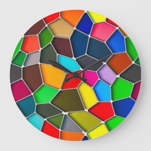 Vibrant Abstract Stained Glass Large Clock