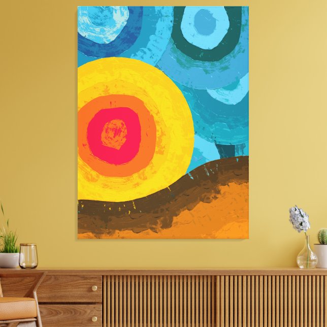 Vibrant Abstract Sun Mountain Landscape Canvas Print (Insitu(LivingRoom))