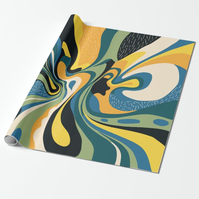 Vibrant Abstract Swirl Art Wrapping Paper (Unrolled)