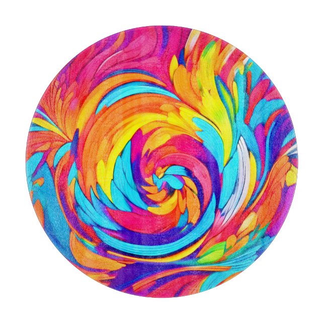 Vibrant Abstract Swirl Artwork Cutting Board (Front)