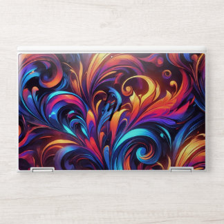 Vibrant Abstract Swirl Floral Fire Design HP Laptop Skin