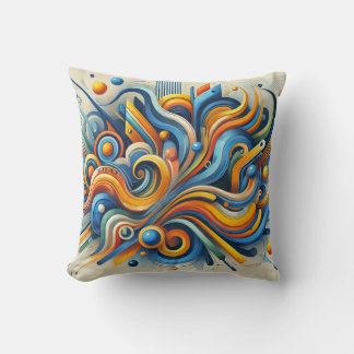 Vibrant Abstract Swirl Throw Pillow