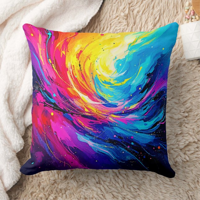 Vibrant Abstract Swirl Throw Pillow (Blanket)