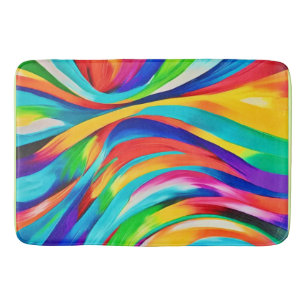 Vibrant Abstract Swirling Color Art Bath Mat
