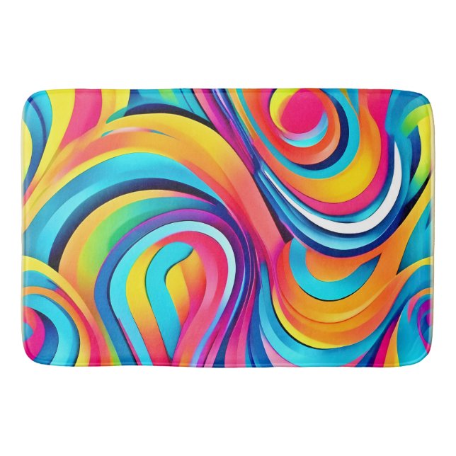 Vibrant Abstract Swirls of Color Bath Mat (Front)