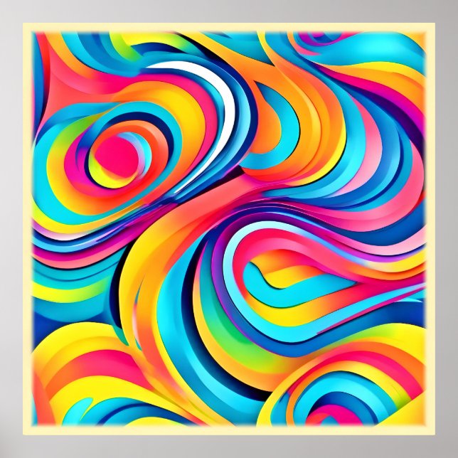 Vibrant Abstract Swirls of Color Poster (Front)