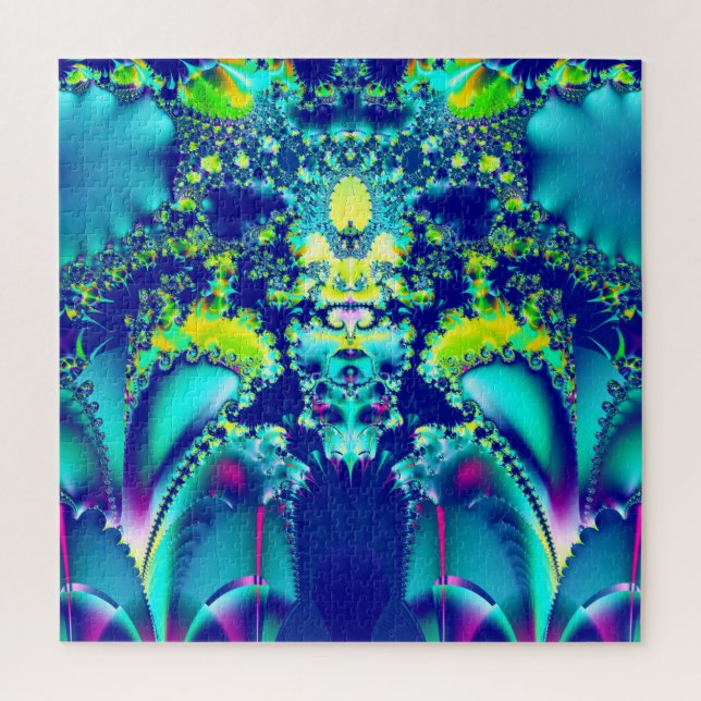 Vibrant Abstract Symmetrical Fractal Jigsaw Puzzle (Vertical)