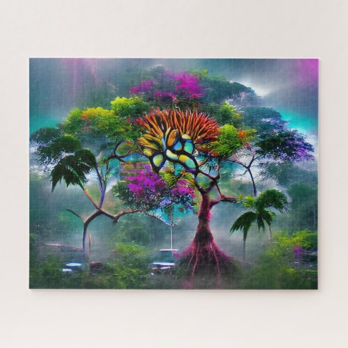 Vibrant Abstract Tree of Life  Hard Difficult Jigsaw Puzzle