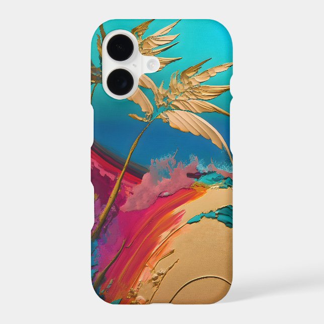 Vibrant Abstract Tropical Beach Scene iPhone Case (Back)