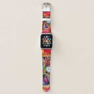 Vibrant Abstract Tulip Reflections Apple Watch Band