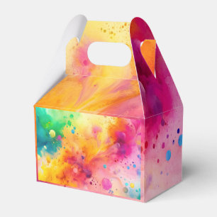 Vibrant Abstract Watercolor Splatter Pattern Favor Boxes