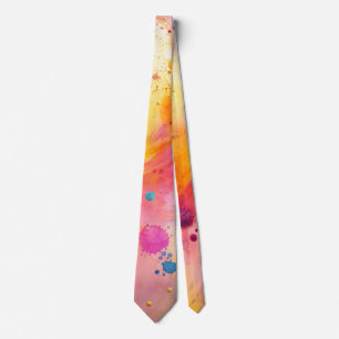Vibrant Abstract Watercolor Splatter Pattern Neck Tie