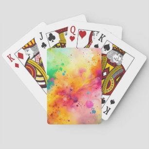 Vibrant Abstract Watercolor Splatter Pattern Poker Cards