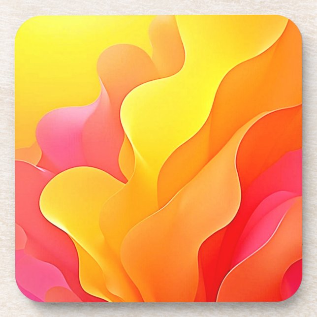 Vibrant Abstract Wave of Warmth Design Beverage Coaster (Front)