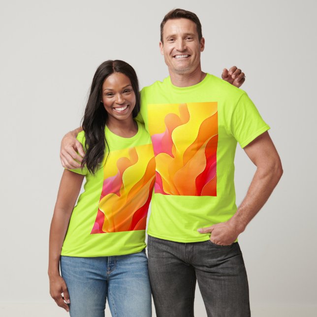 Vibrant Abstract Wave of Warmth Design T-Shirt (Unisex)