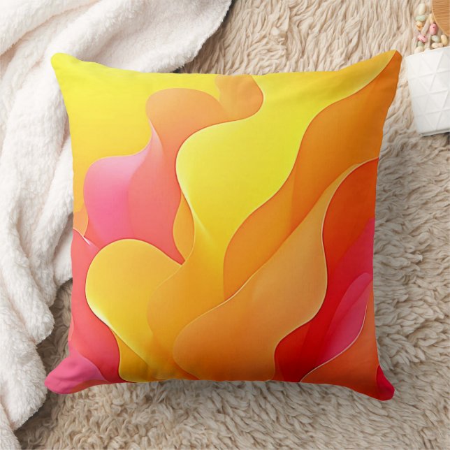 Vibrant Abstract Wave of Warmth Design Throw Pillow (Blanket)