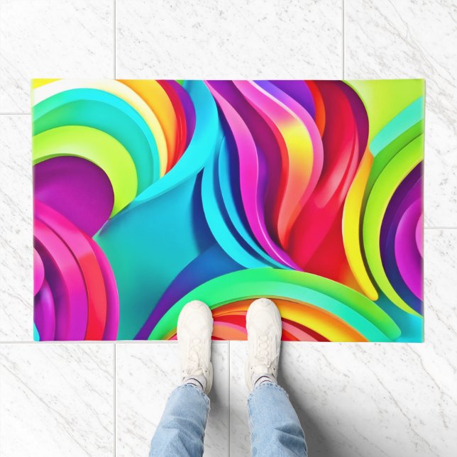 Vibrant Abstract Waves in Dynamic Color Doormat (Indoor)