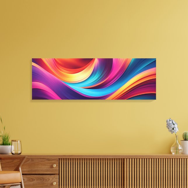 Vibrant Abstract Waves Wall Art – Colorful Modern  (Insitu(LivingRoom))