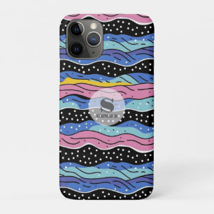 Vibrant Abstract Wavy Lines with Polka Dots iPhone 11 Pro Case