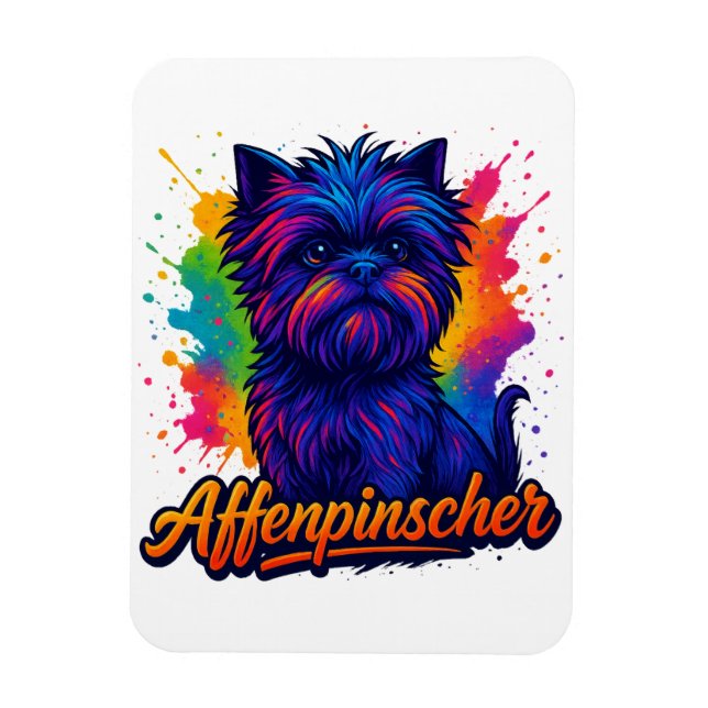 Vibrant Affenpinscher Pop Art Portrait – Colorful  Magnet (Vertical)