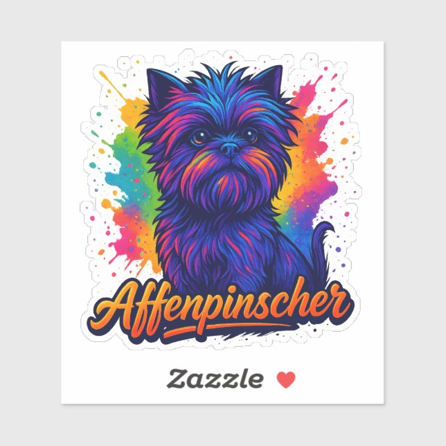 Vibrant Affenpinscher Pop Art Portrait – Colorful  Sticker (Sheet)