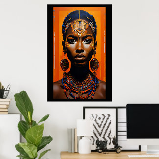 Vibrant African Art Woman Oil Painting Poster