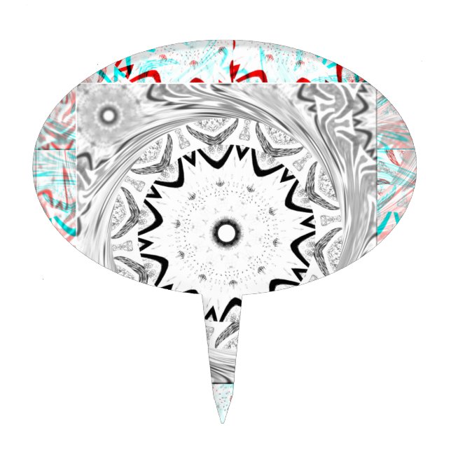 Vibrant African Culture: A Pink and Cyan Fusion Cake Topper (Front)