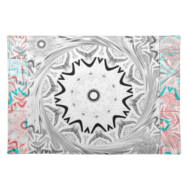 Vibrant African Culture: A Pink and Cyan Fusion Cloth Placemat (Front)