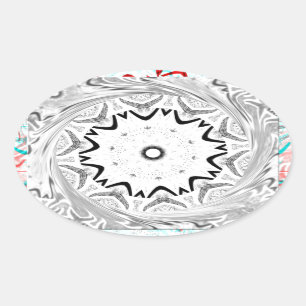 Vibrant African Culture: A Pink and Cyan Fusion Oval Sticker