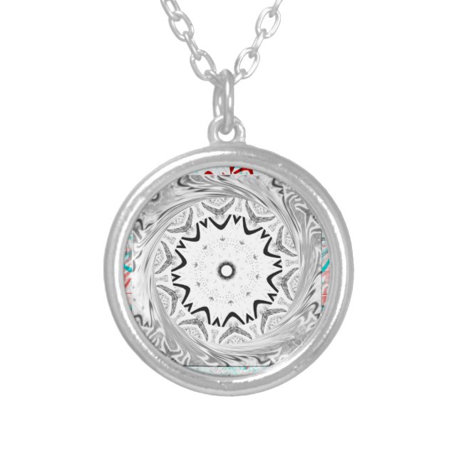Vibrant African Culture: A Pink and Cyan Fusion Silver Plated Necklace (Front)