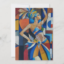Vibrant African Dancer Cubist Geometric Modern Wal