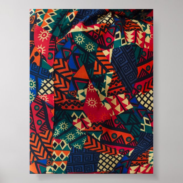 Vibrant African Geometric Tribal Abstract Pattern  Poster (Front)