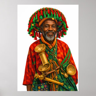 Vibrant African Heritage Portrait – Colorful gerab Poster
