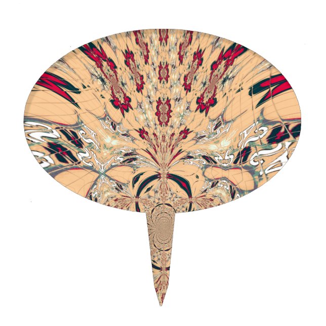 Vibrant African Kaleidoscope: A Peachy Delight Cake Topper (Front)