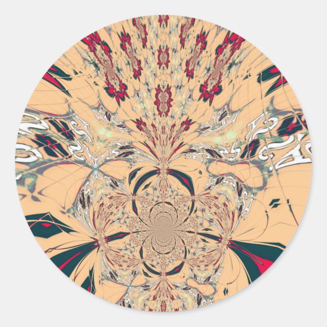 Vibrant African Kaleidoscope: A Peachy Delight Classic Round Sticker (Front)