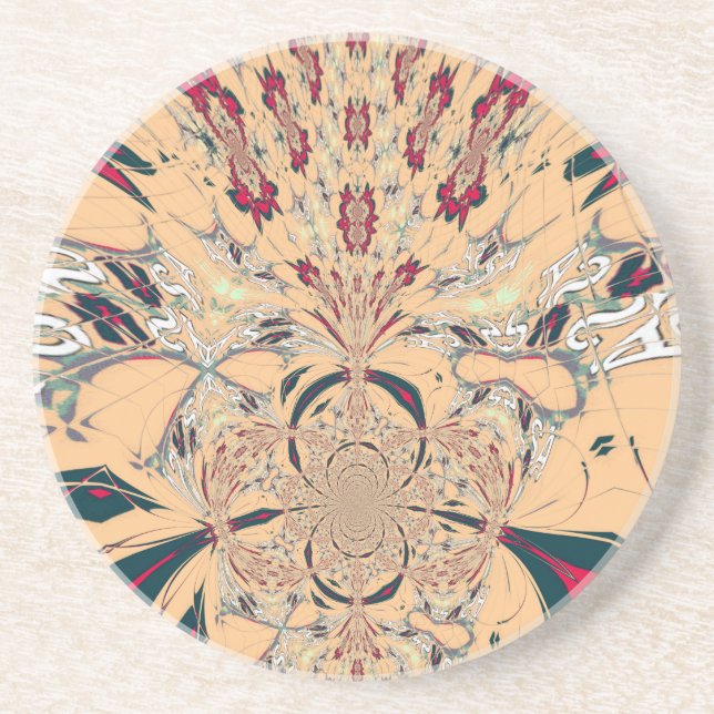 Vibrant African Kaleidoscope: A Peachy Delight Drink Coaster (Front)