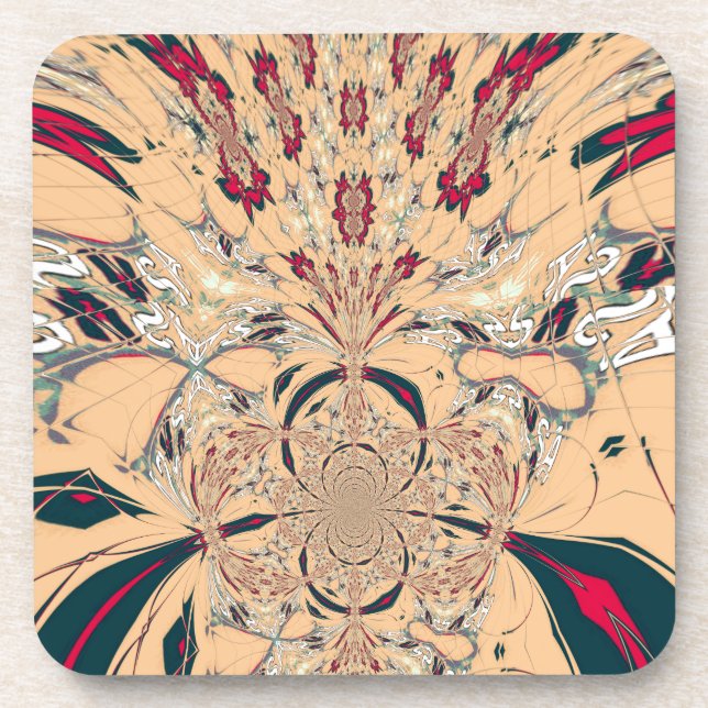 Vibrant African Kaleidoscope: A Peachy Delight Drink Coaster (Front)