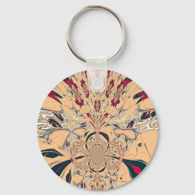 Vibrant African Kaleidoscope: A Peachy Delight Keychain (Front)