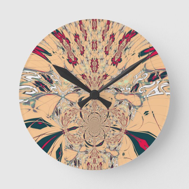 Vibrant African Kaleidoscope: A Peachy Delight Round Clock (Front)