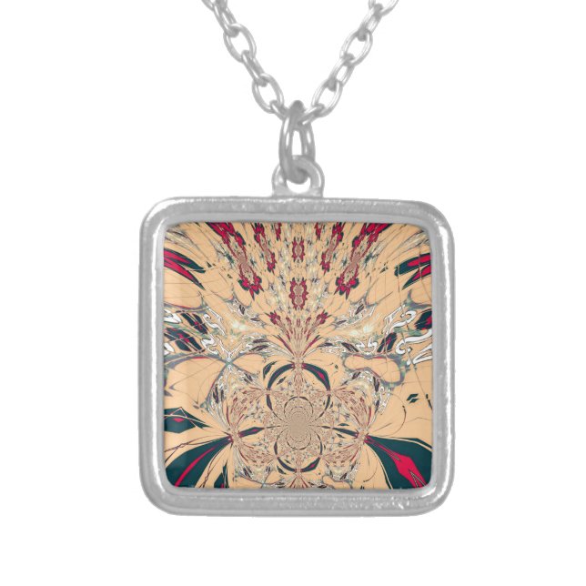 Vibrant African Kaleidoscope: A Peachy Delight Silver Plated Necklace (Front)
