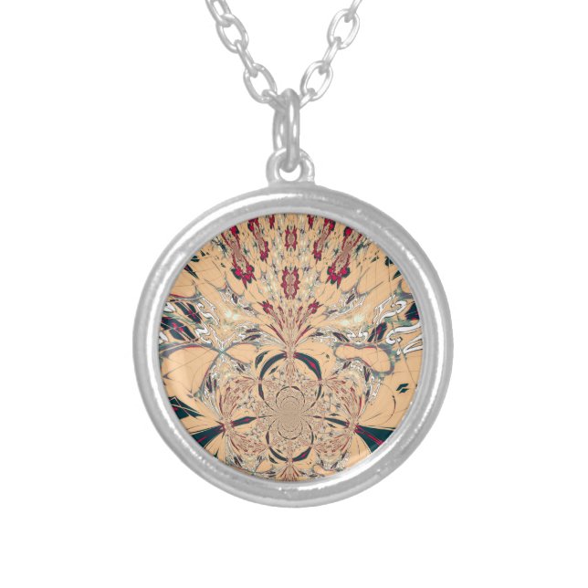 Vibrant African Kaleidoscope: A Peachy Delight Silver Plated Necklace (Front)