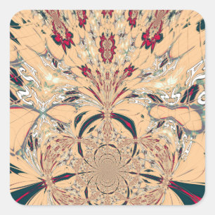 Vibrant African Kaleidoscope: A Peachy Delight Square Sticker