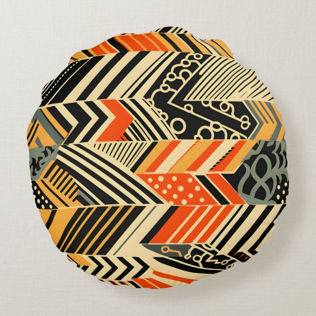 Vibrant African Pattern Round Pillow (Back)