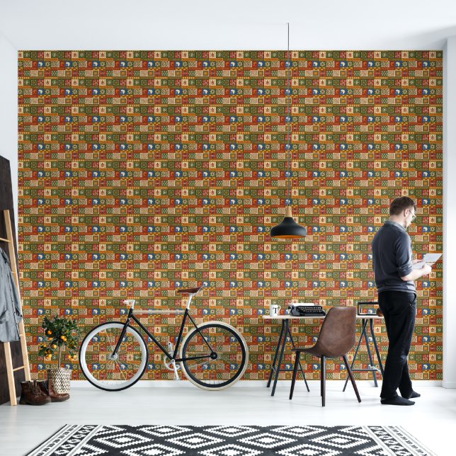 Vibrant African Print Handcrafted Cultural Art  Wallpaper (Living Room)