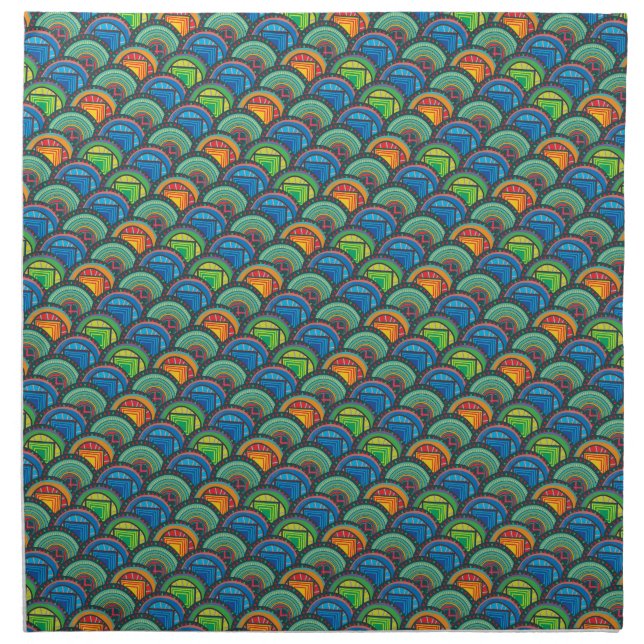 Vibrant African Textiles: Mixing Pattern Scales Cloth Napkin (Front)